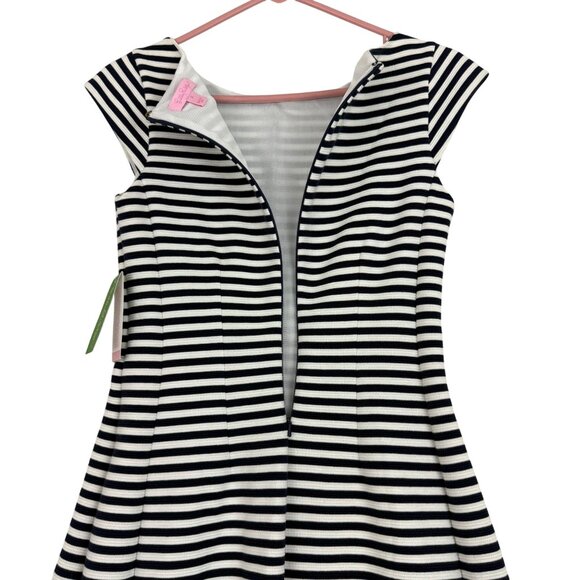 Lilly Pulitzer Dress Women's Small Briella Ottoman Stripe Cap Sleeve Zip Back - Picture 8 of 16